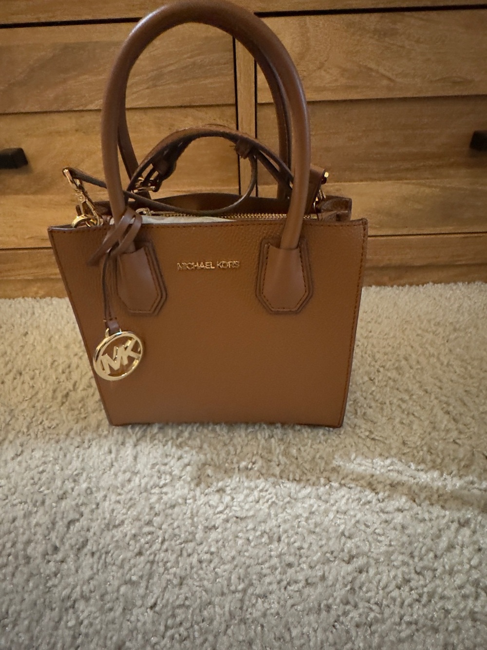 Michael Kors Brown Tan Saffiano Leather Satchel